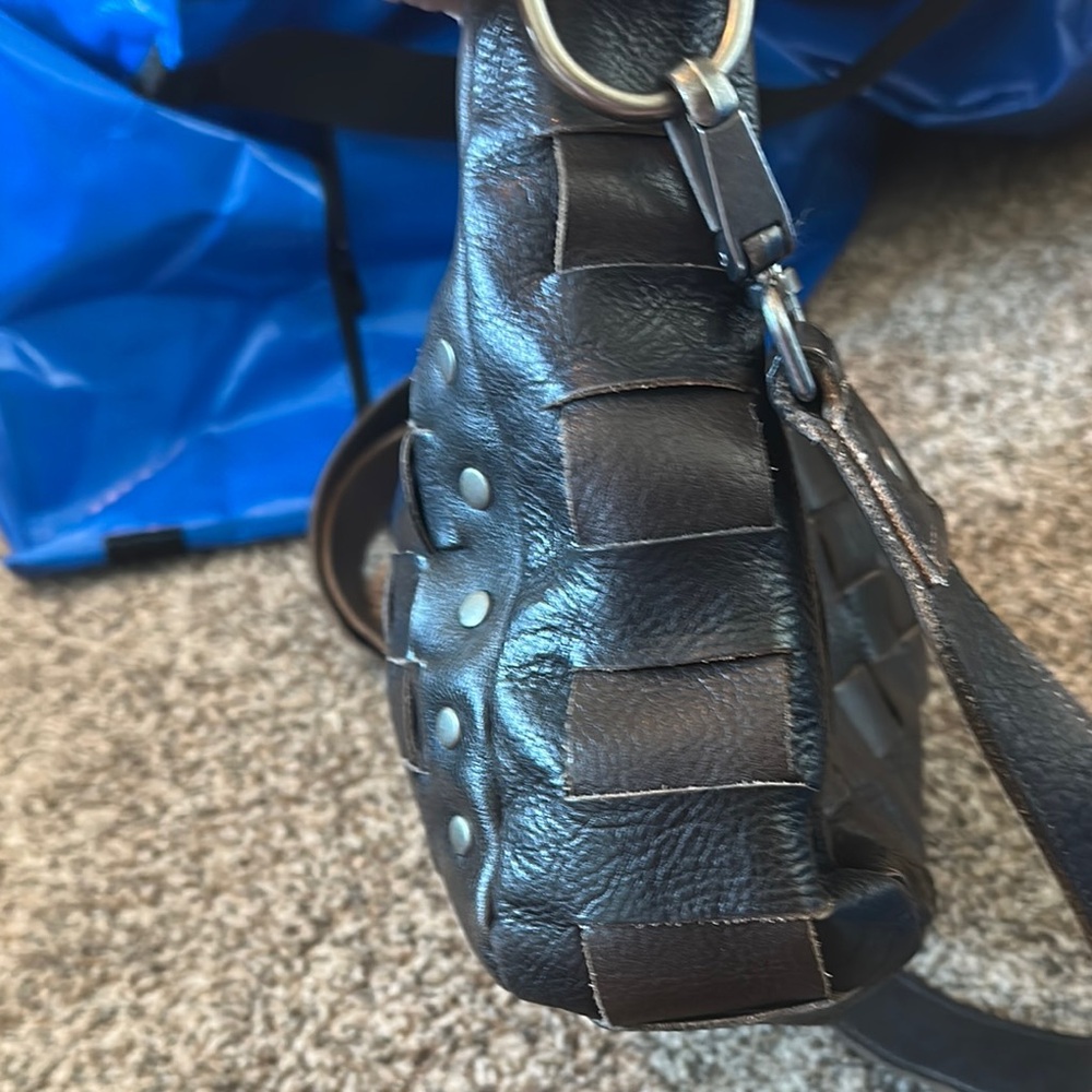 Bed Stu Black Woven Leather Shoulder Bag - Picture 8 of 16